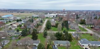 Arial photo of rural town