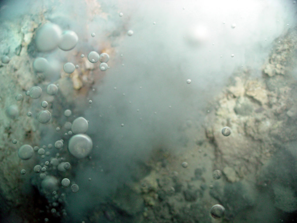 Photo of carbon dioxide seeping from the ocean floor