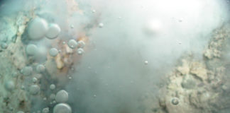 Photo of carbon dioxide seeping from the ocean floor