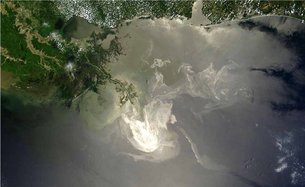Satellite photo of Gulf oil spill
