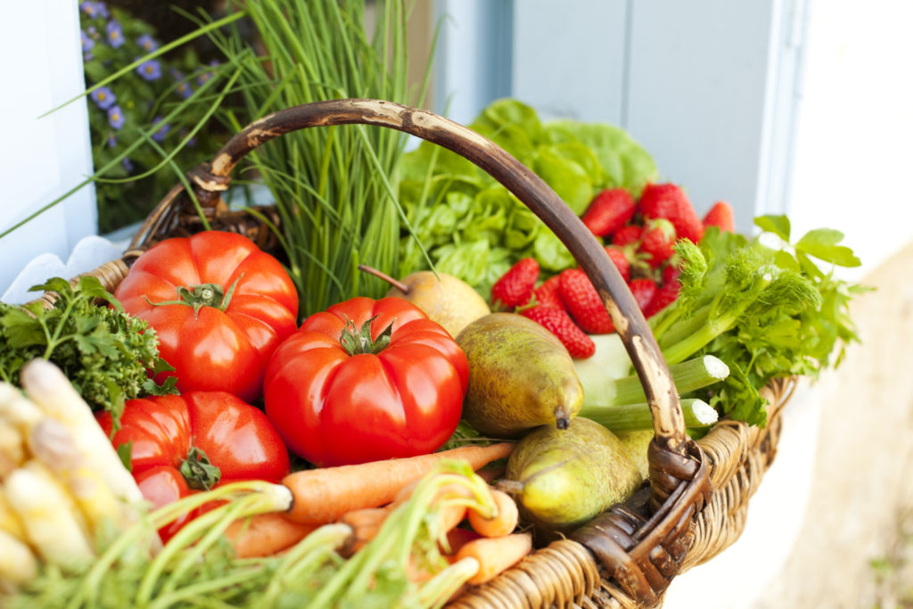 Photo of a basket of fresh vegetables