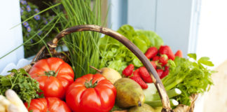 Photo of a basket of fresh vegetables