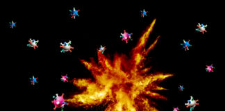 drawing depicting virus under attack