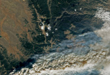 Satellite photo of forest fire