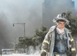 Photo of dust-covered firefighter on 09/11