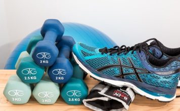Photo of running shoes and weights