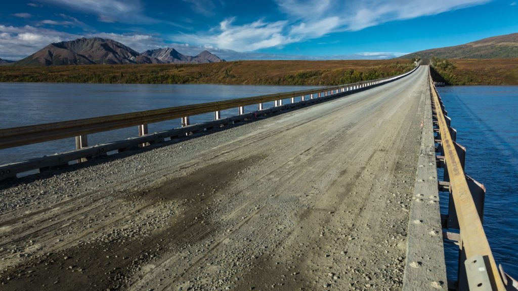 Phto of a bridge and landscape in Alaska