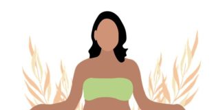 Illustration of pregnant woman meditating