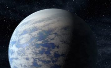 Graphic artist drawing of a potential Super Earth