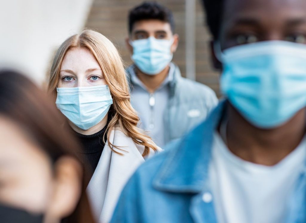 Photo of people wearing masks