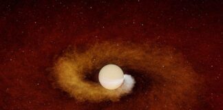 Artis rendering of a planetbeing devoured by it's star