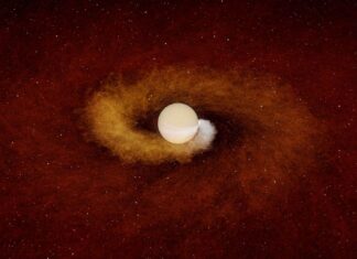 Caught in the Act: Astronomers Detect a Star Devouring a Planet Artis rendering of a planetbeing devoured by it's star